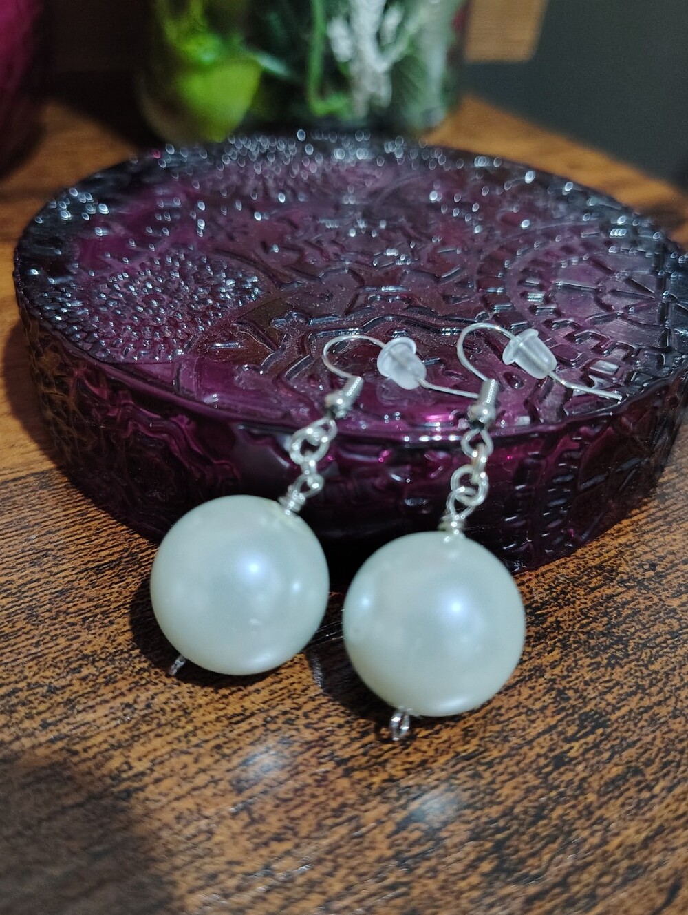 Large Classic White Pearl Drop Earrings - Handmade